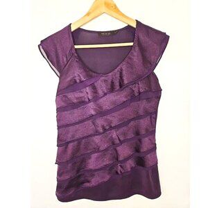 The Limited Women's Cap Sleeve Blouse w/Asymmetrical ruffle-Size Small-Purple